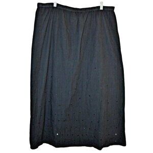Addition Elle Vintage Crinkle Broomstick Skirt Plus 20 Lagenlook Black Sequin
